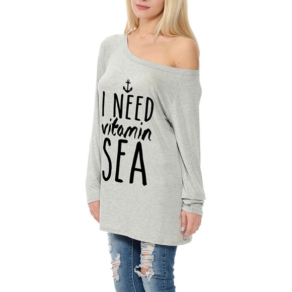 Tops - Women's Nautical Long Sleeve Graphic Top Tee